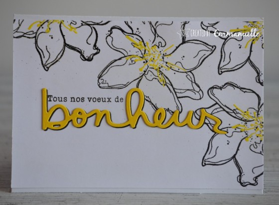 Carte de félicitations "fleurs en jaune" mars 2019 | Created by Emmanuelle