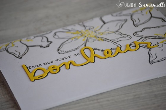 Carte de félicitations "fleurs en jaune" mars 2019 | Created by Emmanuelle